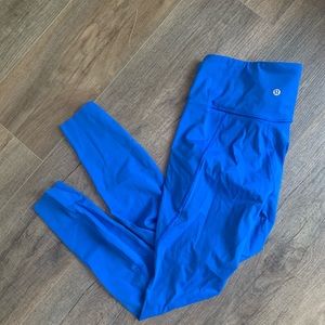 LULULEMON LEGGINGS cerulean blue fast free fabric